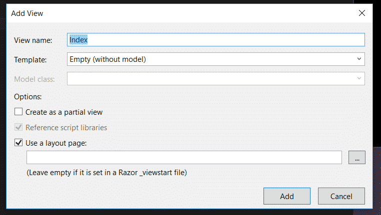 create the Index view