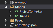 adding the db context and trail model to the project