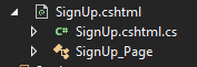 SignUp view and page model display in the solution explorer