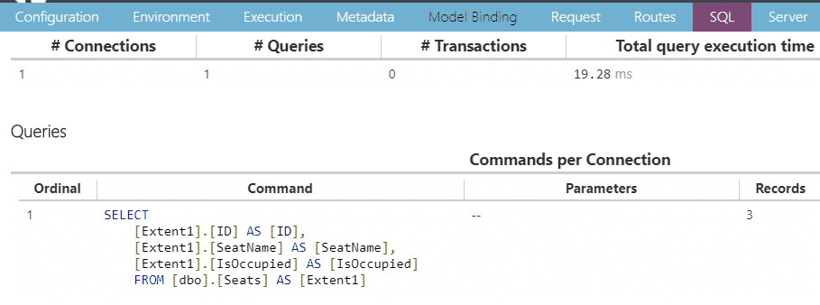 glimpse sql tab