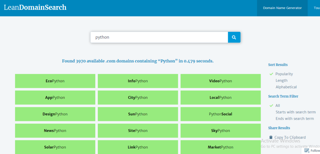 lean domain search python example