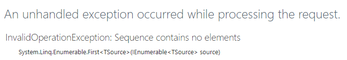 linq firstordefault first error