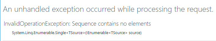 linq single error no elements