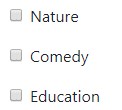 rendered category checkboxes