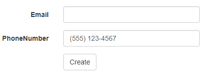 input mask imposed on the phone number input