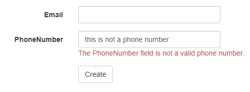 after applying phone number validation in asp.net, the correct error message displays