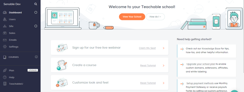 teachable dashboard